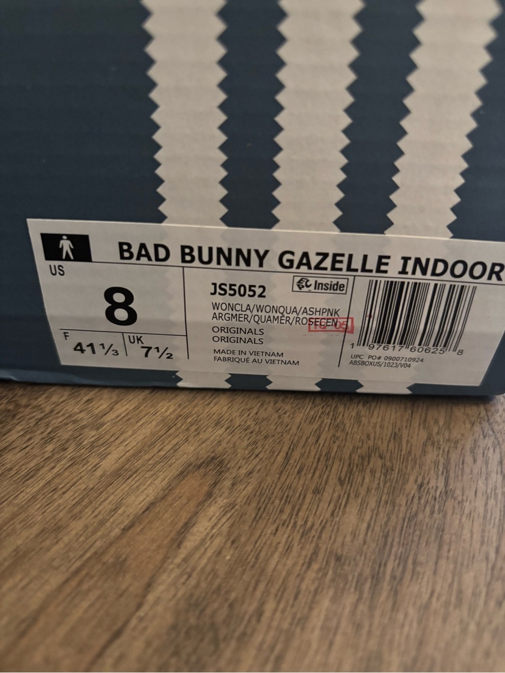 Adidas Unisex Bad Bunny Caba Rojo Gazelle Indoor Shoes, MEN’S Size 8, NEW IN BOX - Picture 3 of 6